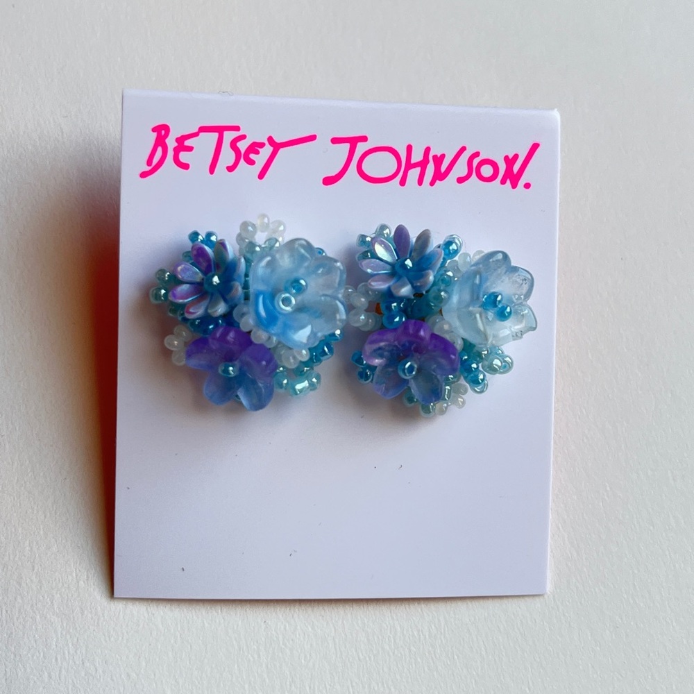 Betsey Johnson Blue and Purple Beaded Earrings